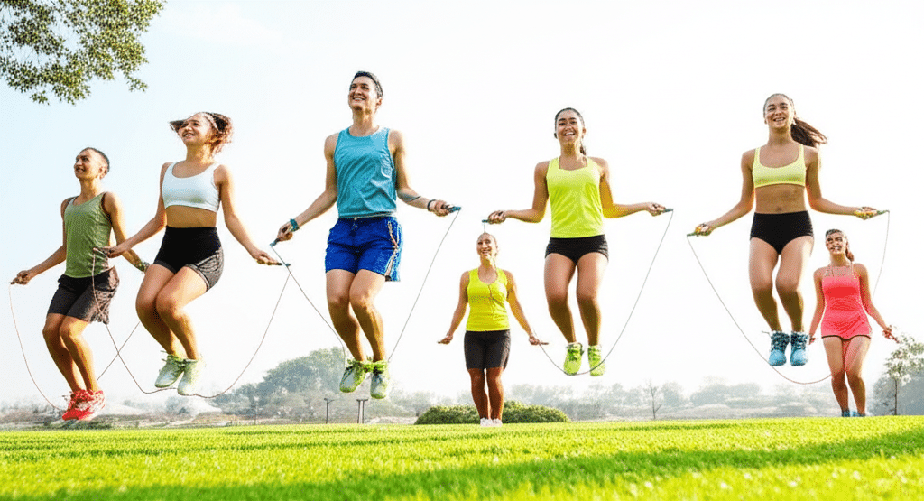 generate a high quality, relevant image prompt for an article about: nhảy dây: lịch sử & sự