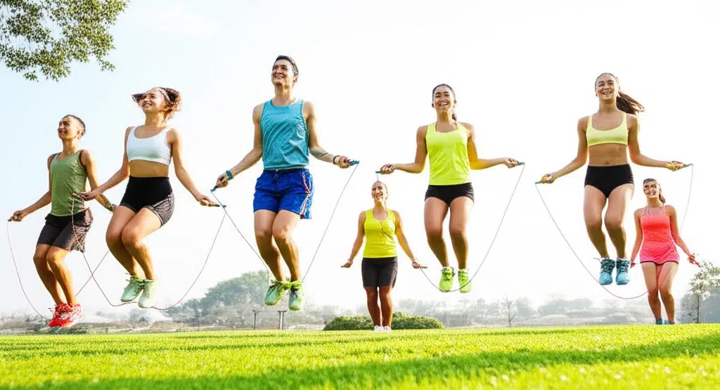 generate a high quality, relevant image prompt for an article about: nhảy dây: lịch sử & sự